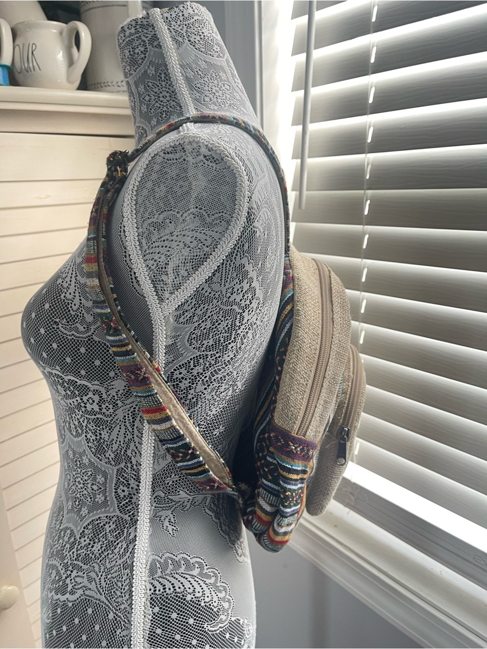 Natural Multi-Color Woven Backpack - Picture 5 of 12